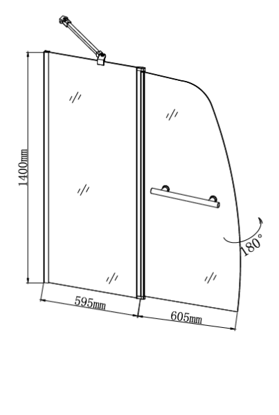 Шторка на ванну Grossman GR-100/2 (140x120), прозрачное стекло